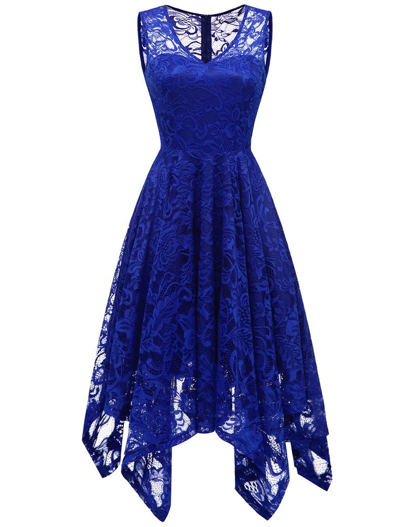Meetjen Formal Dresses for Wedding Guest Lace Midi Prom A-line Cocktail Dress Vestidos Formales para Mujer RoyalBlue L - Image 5